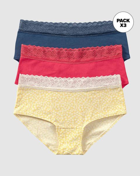 Pack x3 calzones estilo hípster total comodidad#color_s16-fondo-amarillo-estampado-coral-azul