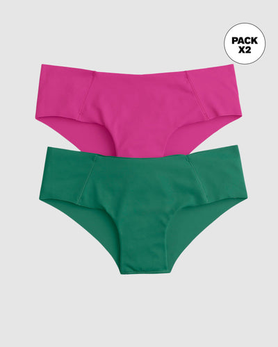 Pack x2 pantaletas invisibles ultracómodos de tiro bajo#color_s07-fucsia-verde