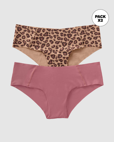 Pack x 2 hípsters invisibles ultracómodos de tiro bajo#color_s13-animal-print-salmon