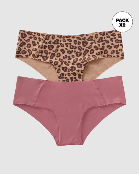 Pack x 2 hípsters invisibles ultracómodos de tiro bajo#color_s13-animal-print-salmon
