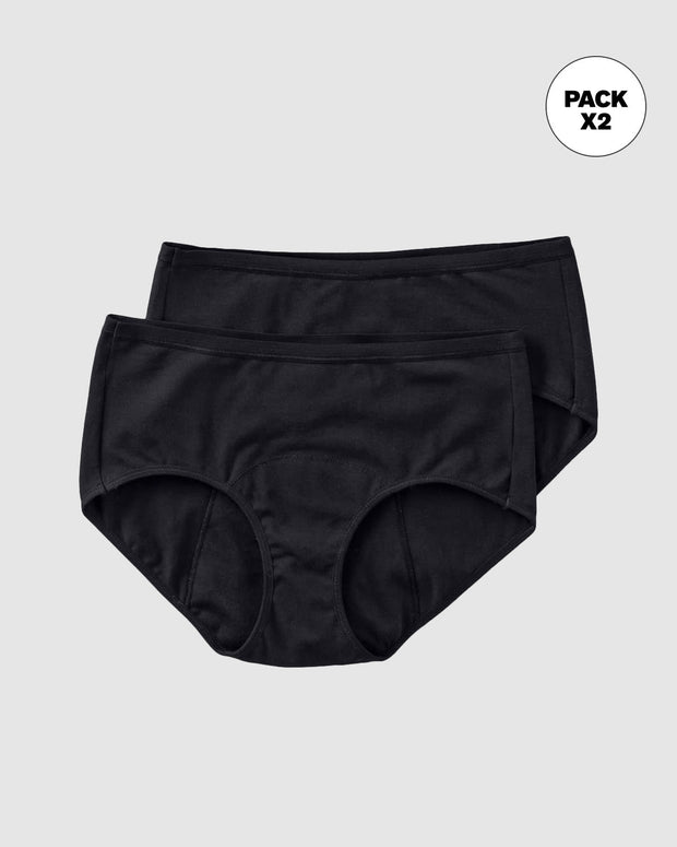 Pack x2 calzón clásico periodo e incontinencia leve#color_s01-negro