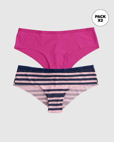 Pack x2 calzones pantaletas ultralivianos y suaves#color_s10-rayas-fucsia