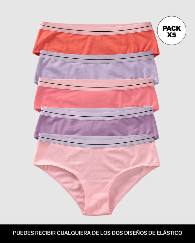 Paquete x5 panties estilo hipster#color_s07-coral-rosa-pastel-morado-lila-rosado