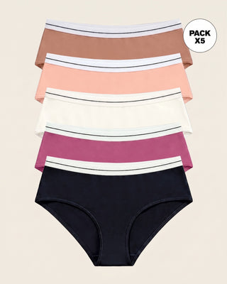 Pack x 5 calzones estilo hípster#color_s11-marfil-negro-rojo-violeta-durazno-cafe