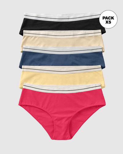 Pack x 5 calzones estilo hípster#color_s17-negro-marfil-amarillo-azul-coral