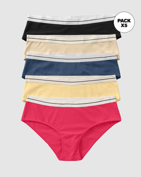 Pack x 5 calzones estilo hípster#color_s17-negro-marfil-amarillo-azul-coral
