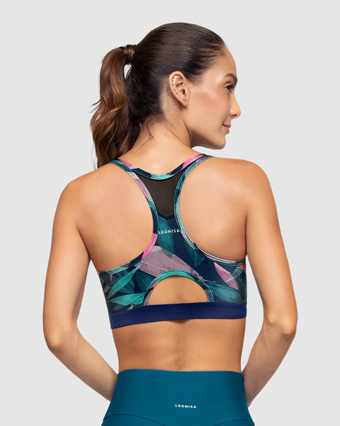 Top deportivo con espalda atlética en material de secado rápido#color_a62-estampado-hojas-verde