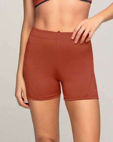 Short corto deportivo ajustado y ligero con cómodo elástico en cintura#color_336-rojo-canela