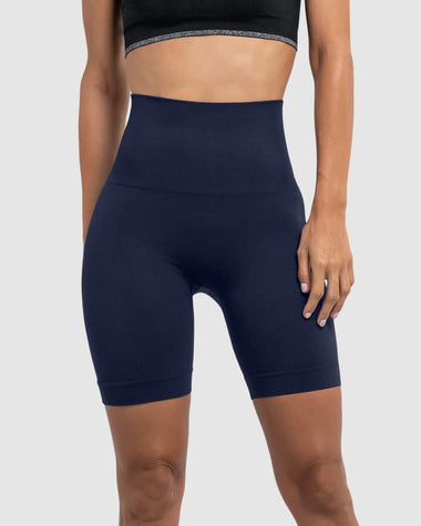 Short ciclista sin costuras con control suave de abdomen#color_588-azul