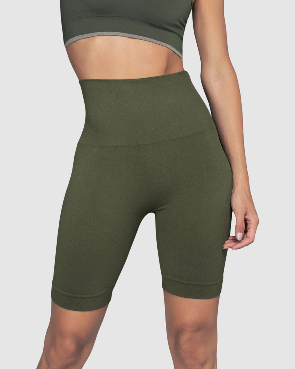 Short ciclista sin costuras control moderado en abdomen y muslos