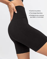Short ciclista sin costuras con control suave de abdomen#color_700-negro