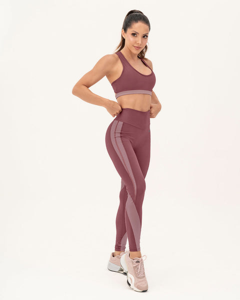 Legging deportivo con cortes en contraste Leonisa Active by Silvy Araujo#color_194-vino-medio