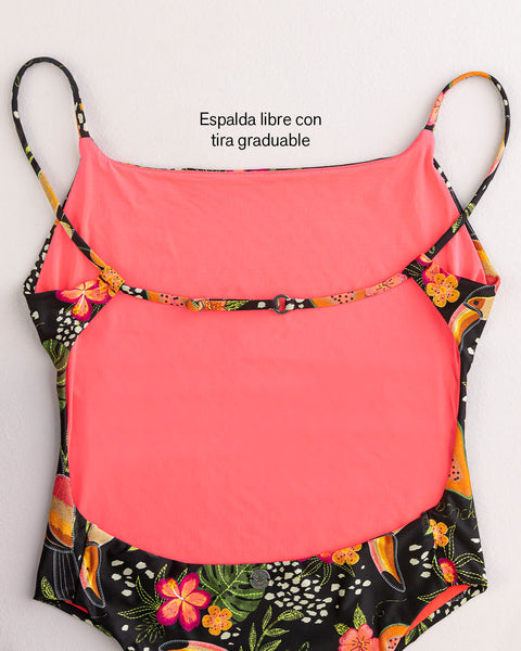 Traje de baño entero con espalda graduable#color_701-estampado-tropical