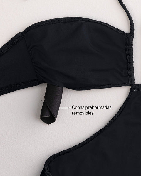 Traje de baño trikini con breteles multiusos#color_700-negro