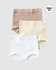 Paquete x3 confortables panties clásicos de ajuste y cubrimiento total#color_984-cafe-blanco-marfil-negro