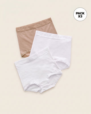 Paquete x 3 confortables calzones clásicos de ajuste y cubrimiento total#color_990-blanco-cafe