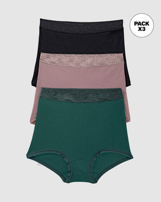 Pack x 3 calzones clásicos de ajuste y cubrimiento total#color_s27-rosa-palido-verde-oscuro-negro