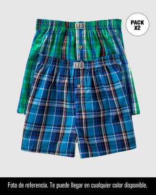 Pack x 2 bóxers sueltos en algodón, te puede llegar en cualquier estampado disponible#color_997-surtido-cuadros-verde