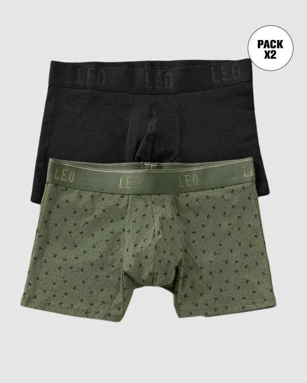 Pack x2 bóxers cortos en algodón elástico#color_s60-negro-verde-palmeras