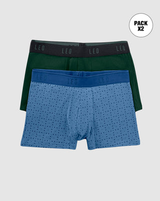Pack x2 bóxers cortos en algodón elástico#color_s71-verde-azul-estampado-puntos