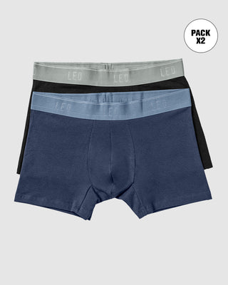 Pack x2 bóxers cortos en algodón elástico#color_s76-azul-negro