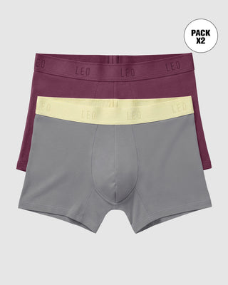 Pack x2 bóxers cortos en algodón elástico#color_s79-vinotinto-gris-elastico-beige