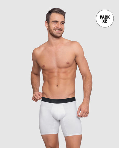 Pack x2 bóxers largos ajustado con algodón#color_s62-blanco-negro