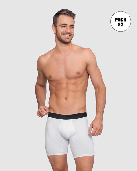 Pack x2 bóxers largos ajustado con algodón#color_s62-blanco-negro