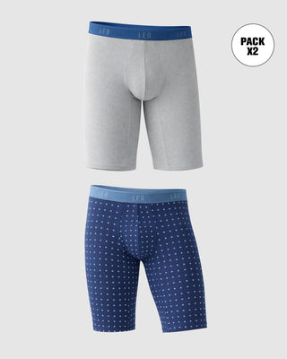 Pack x2 bóxers largos ajustado con algodón#color_s80-fondo-azul-estampado-gris-elastico-azul