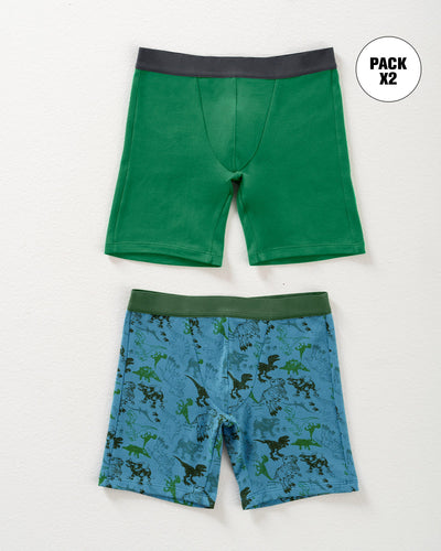 Pack x2 bóxer largo en algodón para niño#color_s16-verde-estampado