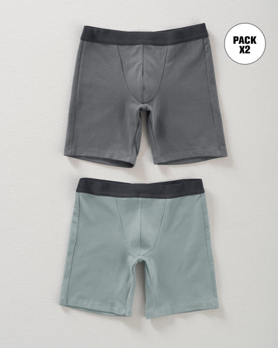 Pack x2 bóxer largo en algodón para niño#color_s18-gris-claro-gris-oscuro
