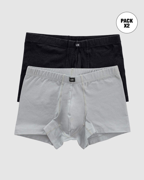 Pack x 2 bóxers cortos en algodón#color_s02-gris-claro-negro