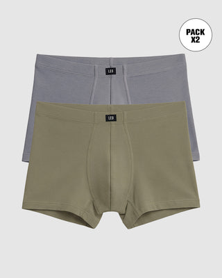 Pack x 2 bóxers cortos en algodón#color_s08-gris-verde-grisaceo