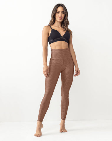 Legging control fuerte de abdomen textura acanalada#color_801-cafe-medio