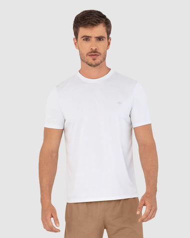 Camiseta deportiva masculina semiajustada de secado rápido#color_000-blanco