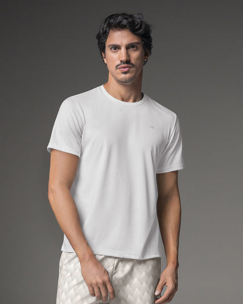 Camiseta deportiva masculina semiajustada de secado rápido#color_000-blanco