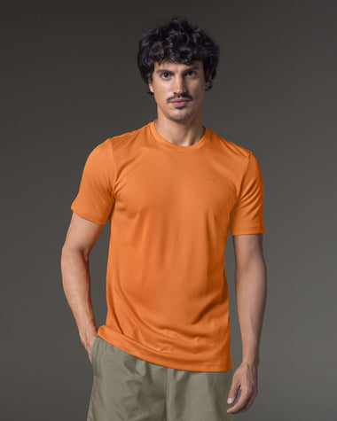 Camiseta deportiva masculina semiajustada de secado rápido#color_202-naranja