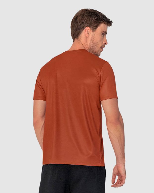 Camiseta deportiva masculina semiajustada de secado rápido#color_222-terracota