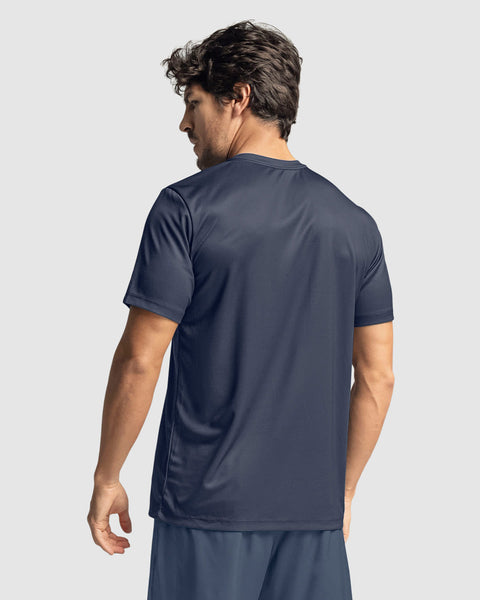 Camiseta deportiva masculina semiajustada de secado rápido#color_457-azul-oscuro