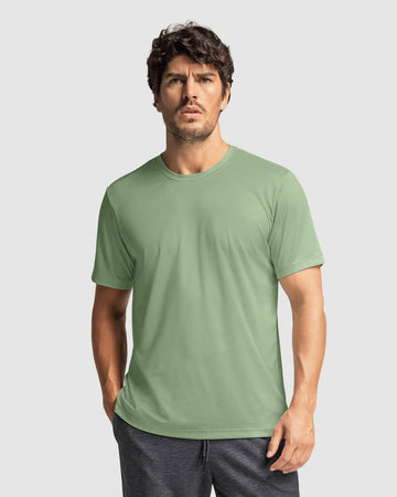 Camiseta deportiva masculina semiajustada de secado rápido#color_615-verde