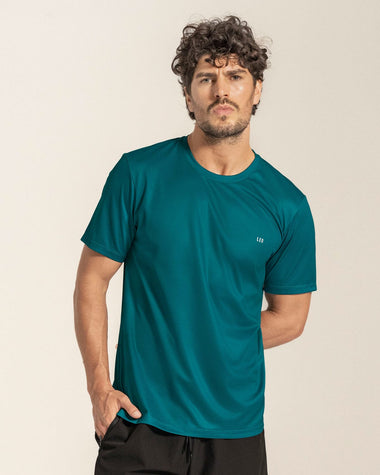 Camiseta deportiva masculina semiajustada de secado rápido#color_674-verde-medio