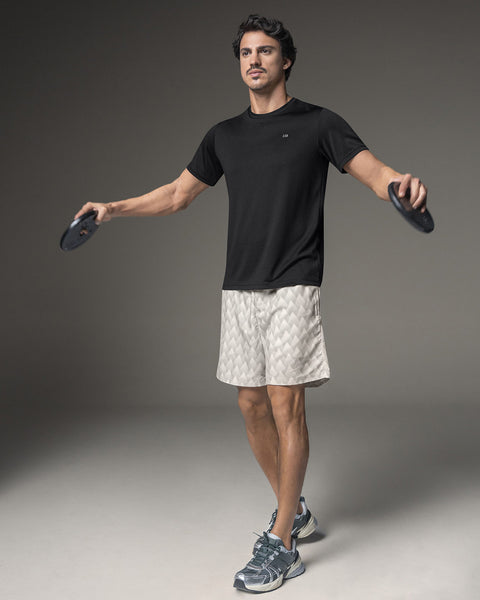 Camiseta deportiva masculina semiajustada de secado rápido#color_700-negro