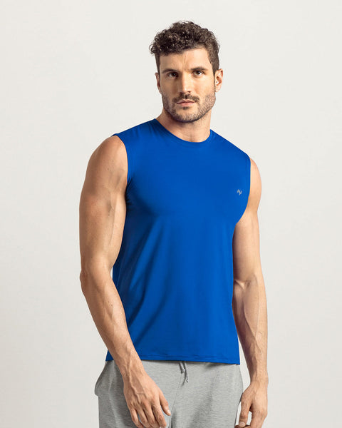 Camiseta manga sisa deportiva y de secado rápido para hombre#color_540-azul