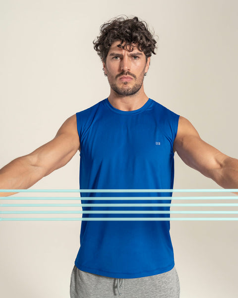 Camiseta manga sisa deportiva y de secado rápido para hombre#color_540-azul