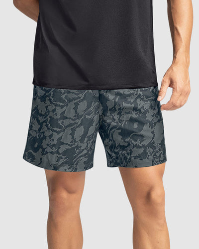 Short deportivo masculino con acabado antifluidos y bolsillos funcionales#color_a61-estampado-gris