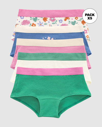 Pack x 5 calzones tipo pantaleta para niña#color_s33-flores-arco-iris-rosado-marfil-verde