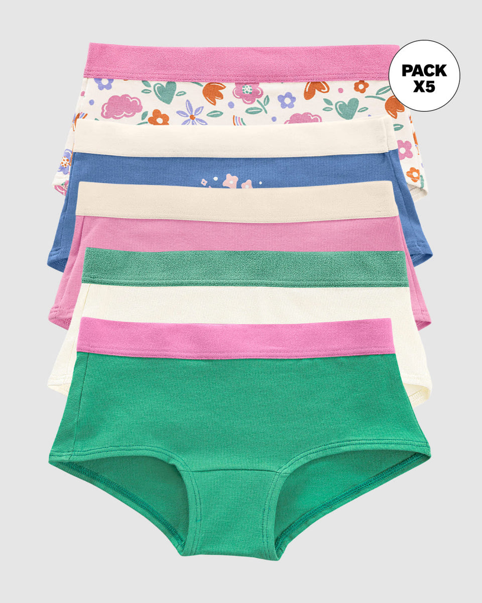 Pack x 5 calzones tipo pantaleta para niña