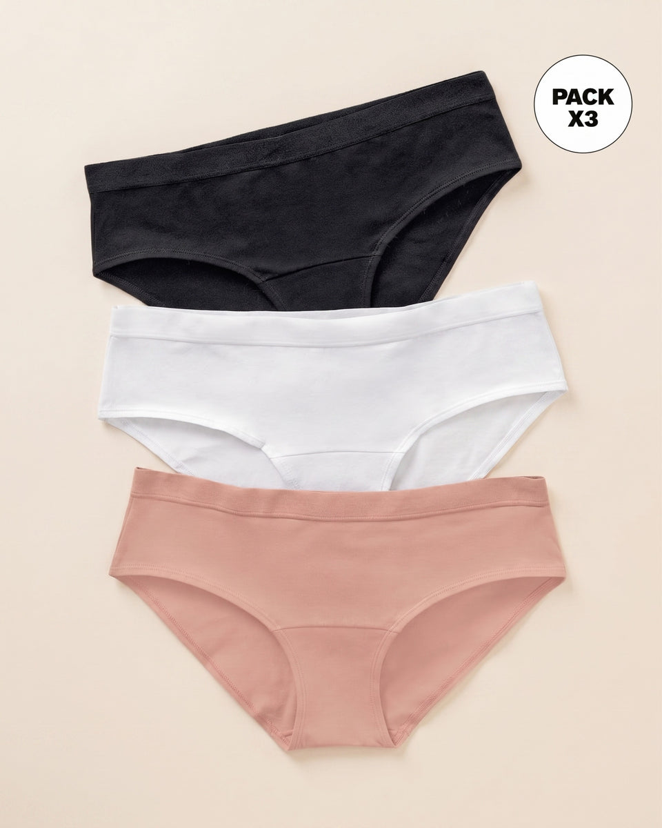 Pack x3 calzones estilo pantaleta en algodón