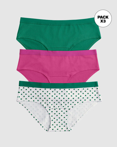 Pack x3 calzones estilo pantaleta en algodón#color_s64-bolas-verdes-verde-fucsia