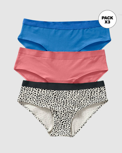 Pack x 3 calzones estilo pantaleta en algodón#color_s68-manchas-negras-coral-azul